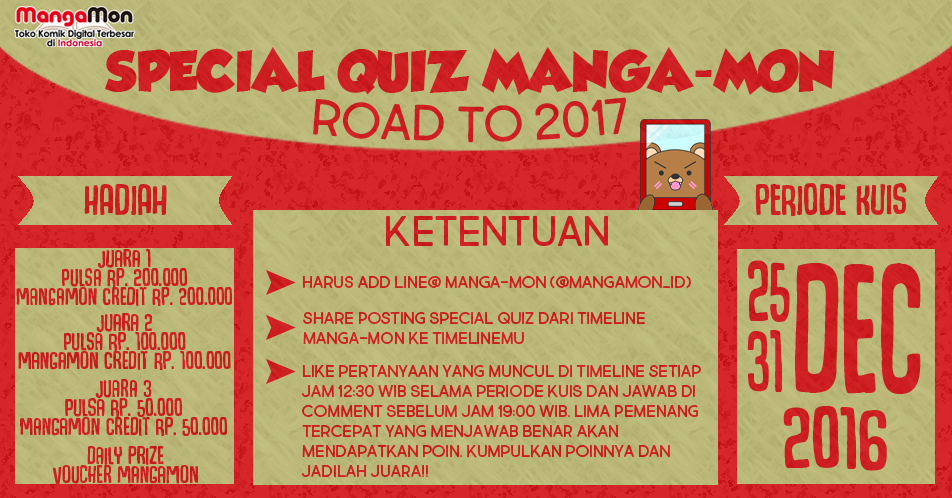Peluncuran Konten Spesial "SPECIAL QUIZ: MANGA-MON ROAD TO 2017!"