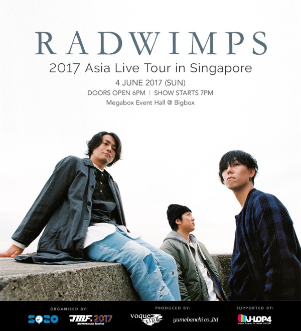 Band Asal Jepang RADWIMPS Menambahkan Singapura sebagai Destinasi Tur Asia Pada Bulan Juni